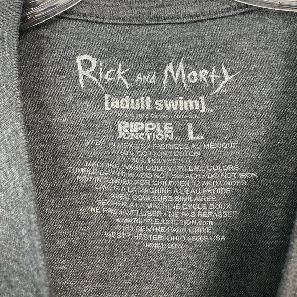 ripple Junction Rick And Morty Adult Swim Tee shirt Men's Size L Heather Gray. - Picture 8 of 12